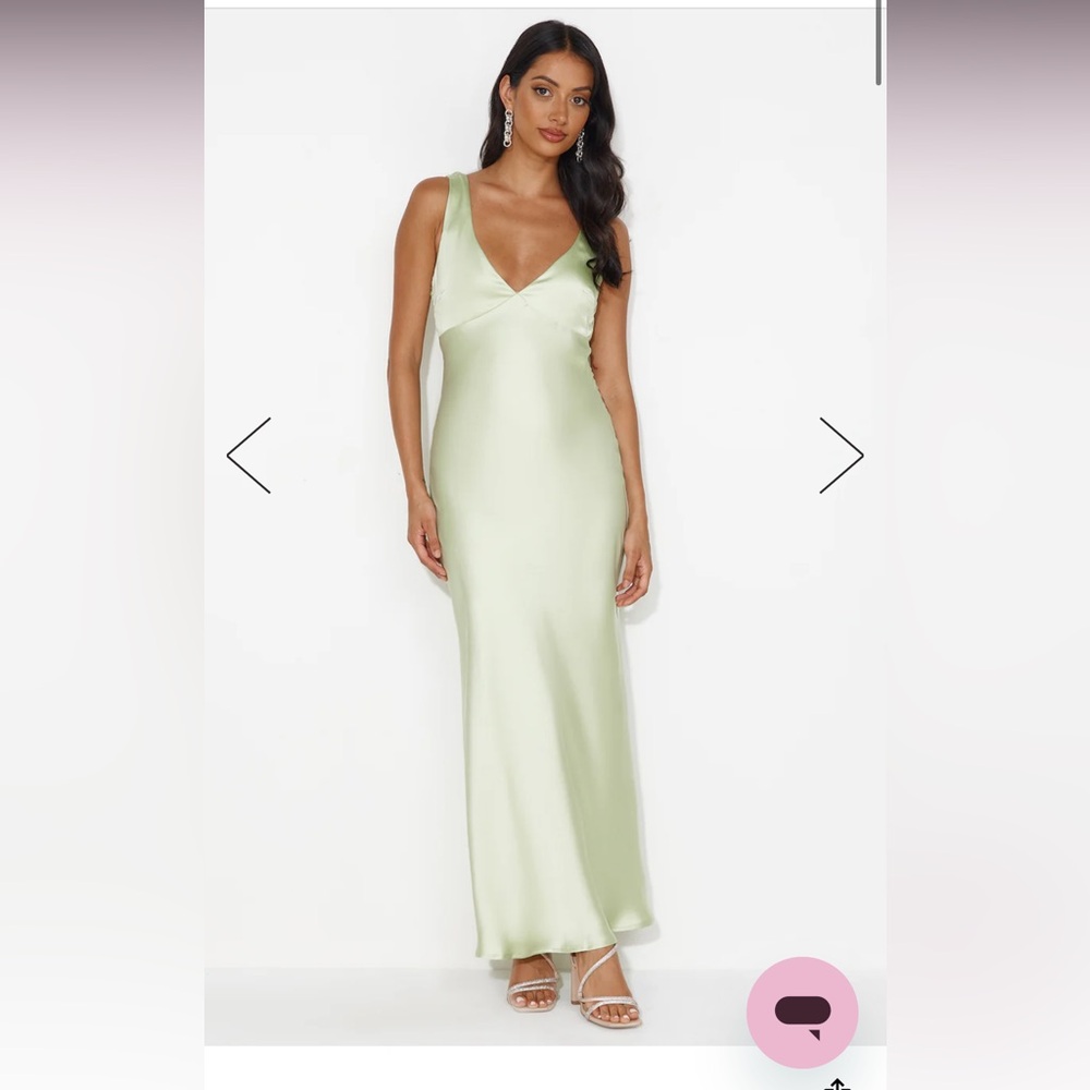 Hello Molly, Green Satin Indigo Fields Maxi Dress size XS